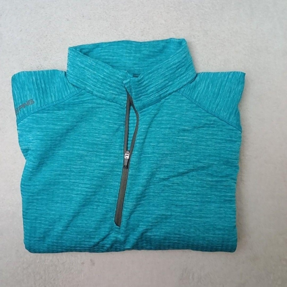 PING Pullover Mens M Blue Golf Sensorwarm Long Sleeve Mock Neck Activewear